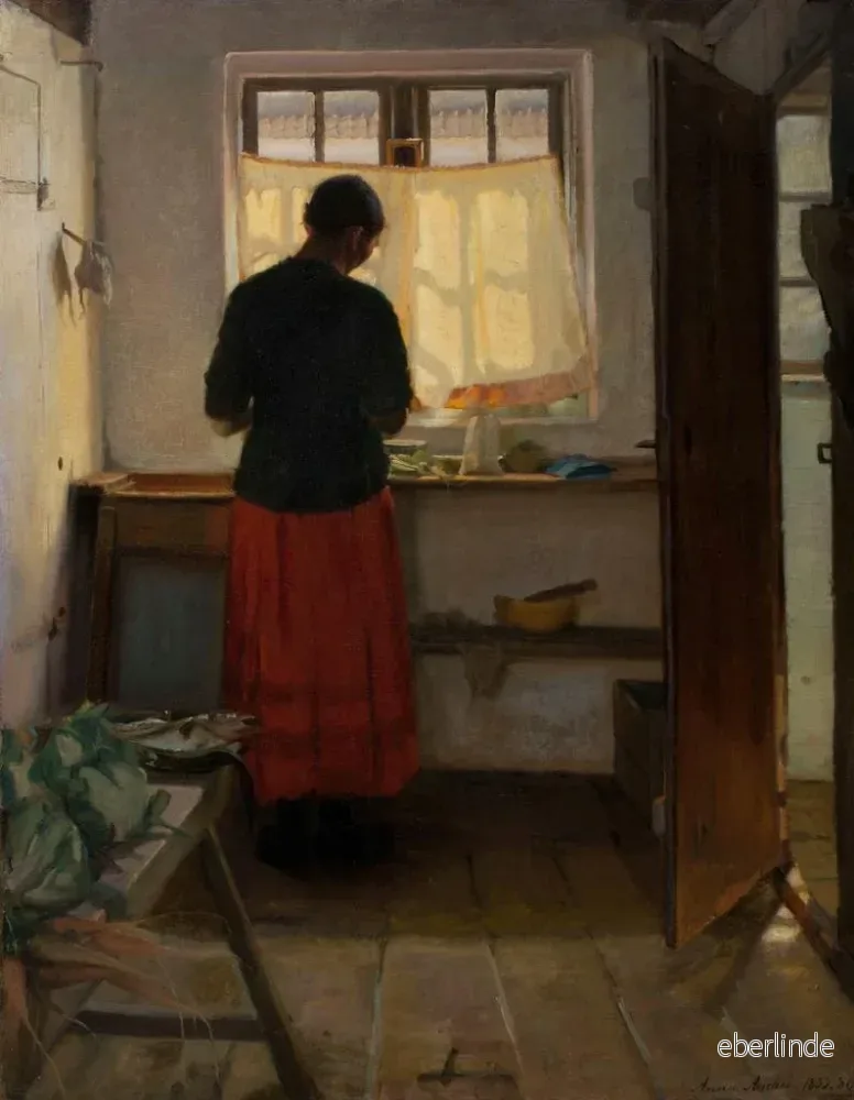 Målning La femme de chambre dans la cuisine - Anna Ancher | Konsttryck - Bild 2