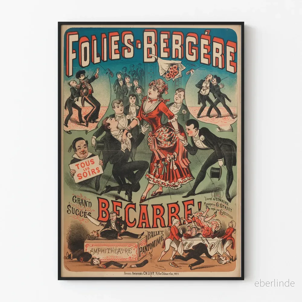 Vintageposter Folies Bergère Ballet Pantomim Becarre