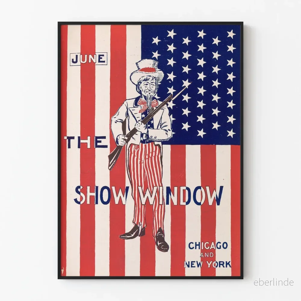 Vintageposter 'June The Show Window' amerikansk flagga
