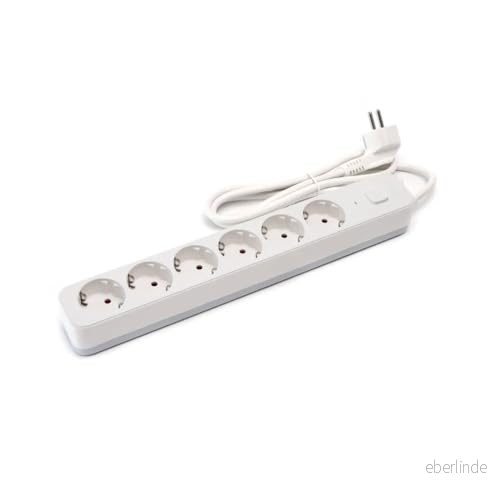 5-vägs grenuttag schuko-uttag utan brytare 1,5 m, 3G, mm² vit, bas med 5 uttag 8435611452368
