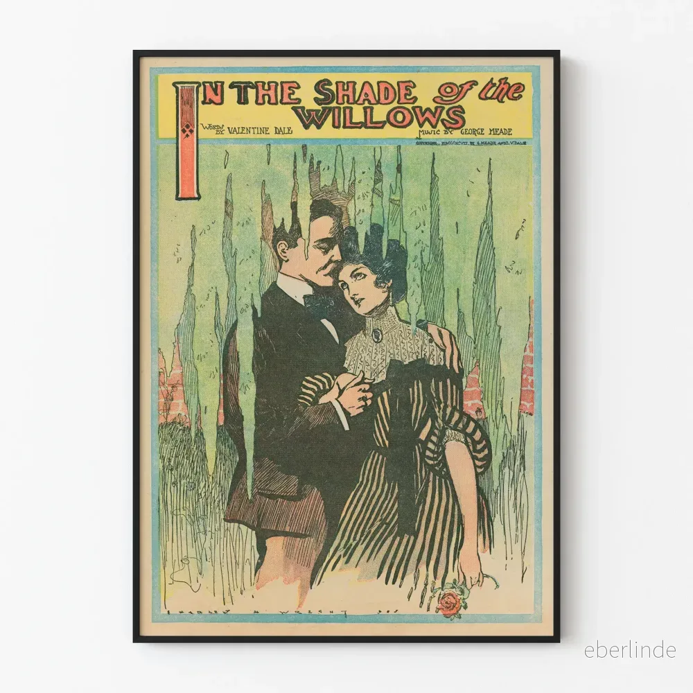 Vintageromantikposter under pilträden
