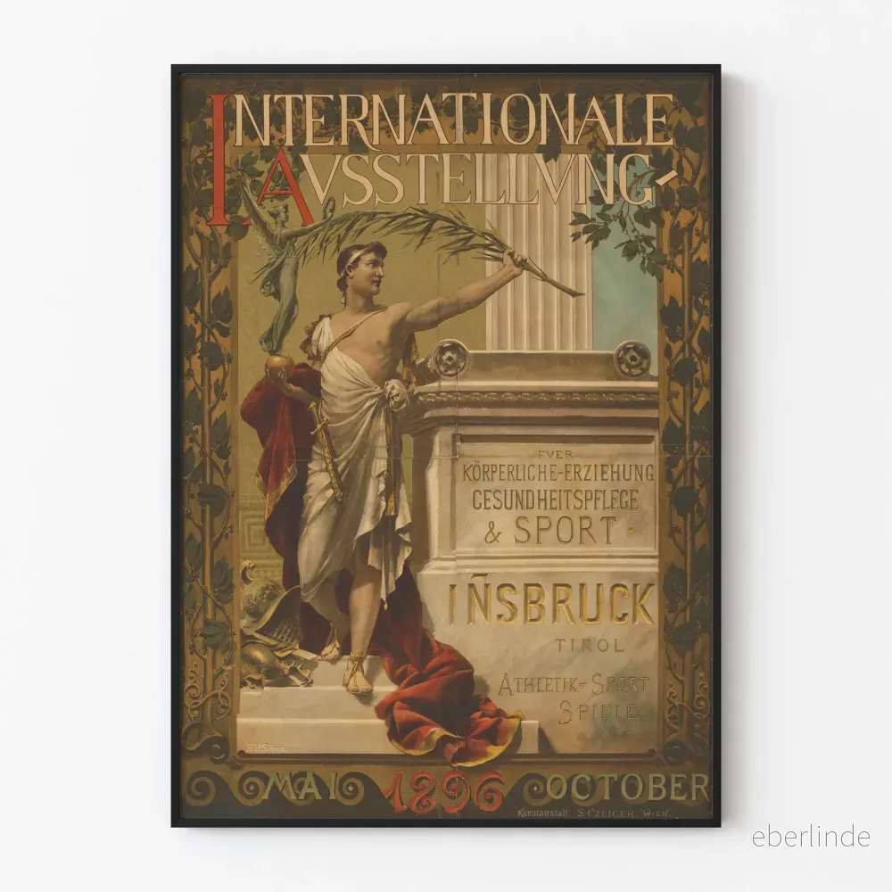 Vintageposter från den internationella utställningen i Innsbruck 1896 – Sportig väggdekoration