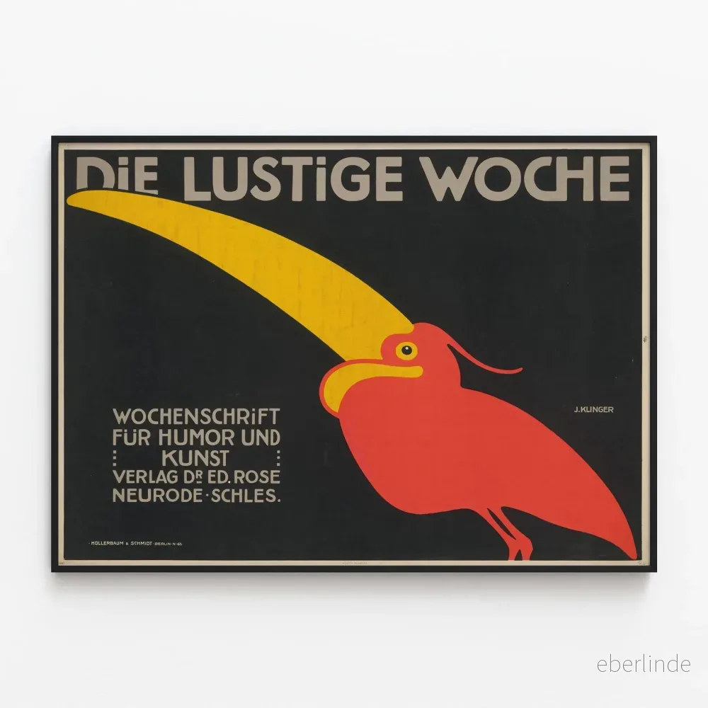 Vintageposter Die Lustige Woche - Humoristisk och konstnärlig väggdekoration