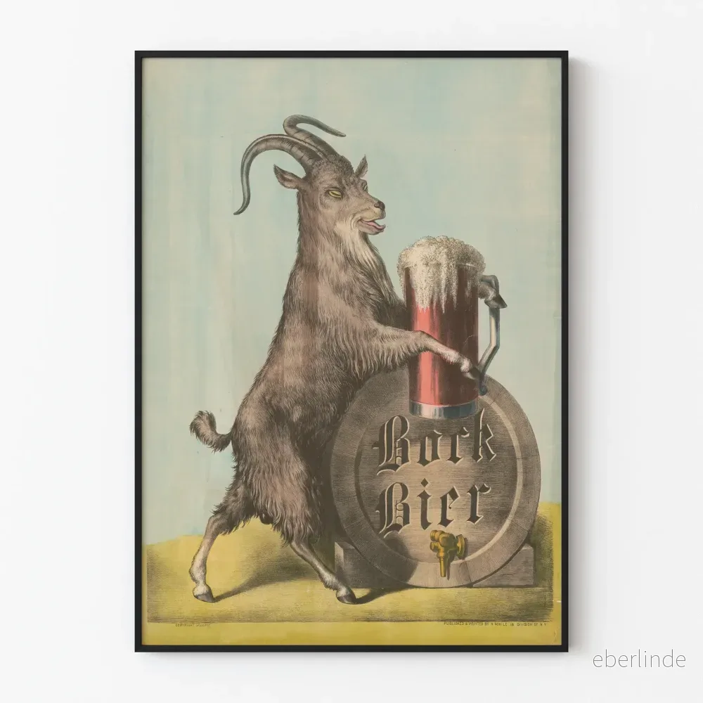 Vintage Bock Bier poster med get och tunna