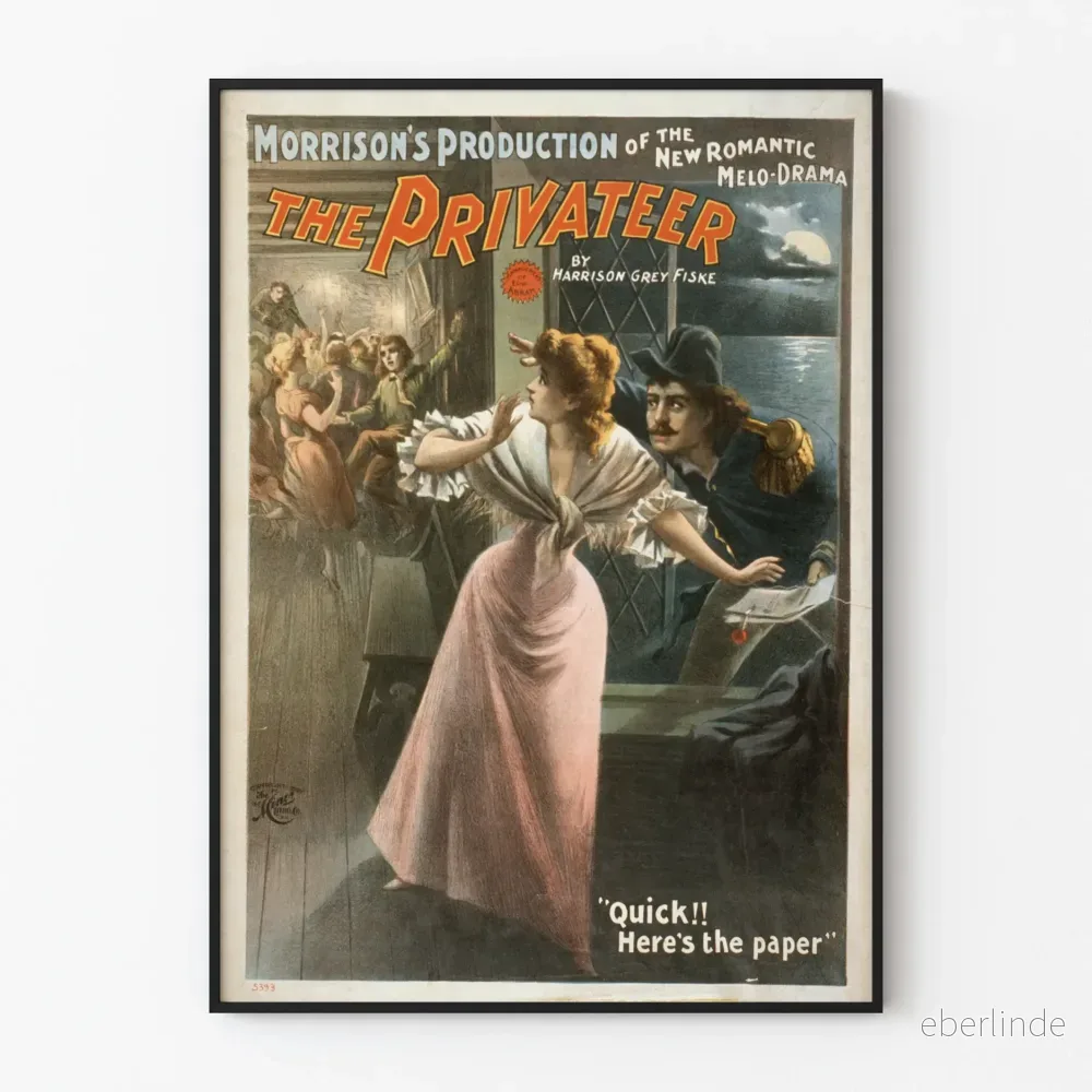 Vintageaffisch för romantisk teater The Privateer
