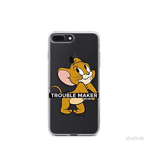 ERT GROUP mobiltelefonfodral för Apple Iphone 7 PLUS/ 8 PLUS originalt och officiellt licensierat Tom and Jerry mönster 012 Vit anpassad till formen på mobiltelefonen, gedeeltelijk transparant 5904805271076