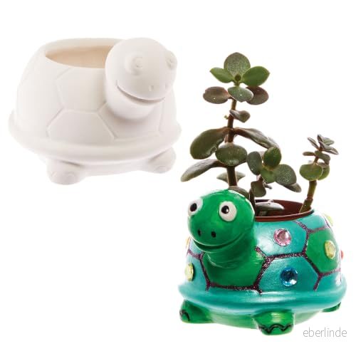 Baker Ross FX594 Keramiska blomkrukor för sköldpaddor Låda med 2 stycken, måla din egen kruka 5063067005062