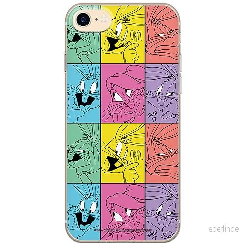ERT GROUP mobiltelefonfodral för Iphone 7/8/ SE 2/ 3 originalt och officiellt licensierat Looney Tunes mönster Bugs 026 anpassad till formen på mobiltelefonen, fodral tillverkad av TPU plast 5905795092481