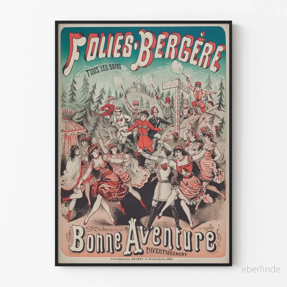Retro affisch Folies Bergère Lycka till väggdekoration