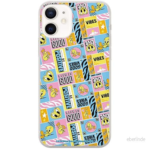 ERT GROUP mobiltelefonfodral för Iphone 12 Mini originalt och officiellt licensierat Looney Tunes mönster Tweety 012 optimalt anpassad till formen på mobiltelefonen, fodral tillverkad av TPU plast 5905795093815