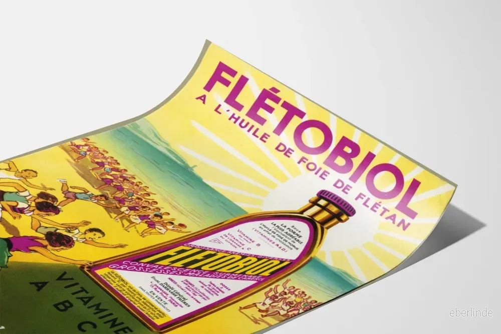 Vintageposter Flétobiol Vitaminer A B C D fiskleverolja - Bild 3