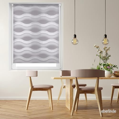 Blindecor Luna rullgardin med dubbla lager, natt, platta, 67 x 150 cm (L H) tygstorlek 64 145 vågig utan borrning 8434363412842