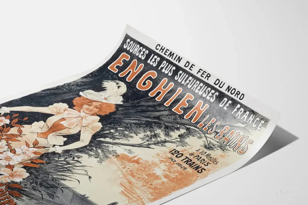 Vintageposter Enghien-les-Bains Källor Surtvättande Frankrike - Bild 3
