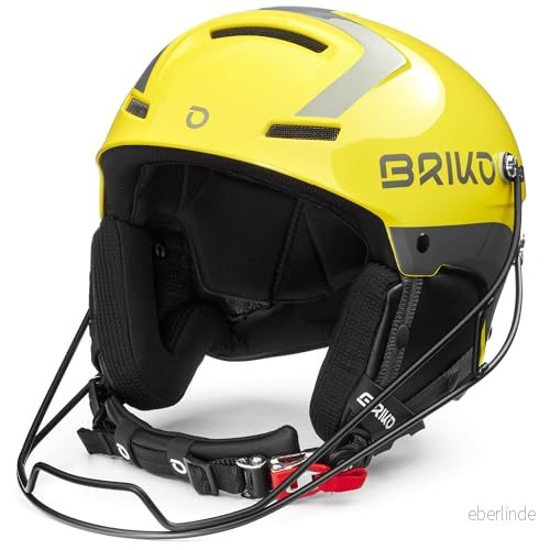 Briko (ZIOIO) Slalom, Helmet Unisex Vuxna, Shiny Yellow Silve, 60 8032963932403