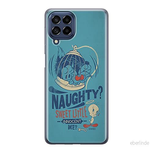 ERT GROUP mobiltelefonfodral för Samsung M53 5G originalt och officiellt licensierat Looney Tunes mönster Sylvester & Tweety 001 anpassad till formen på mobiltelefonen, fodral tillverkad av TPU plast 5905511393885
