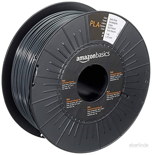 Amazon Basics PLA, 3D skrivarfilament, 1,75 mm, mörkgrå, 1 kg per spole, 3 spolar 840095800198