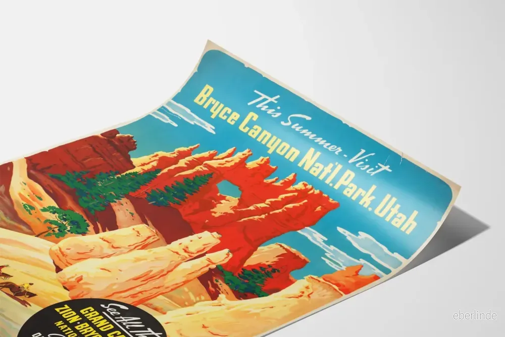 Vintageposter Bryce Canyon Park Utah - Natur- och reseinredning för väggar - Bild 3