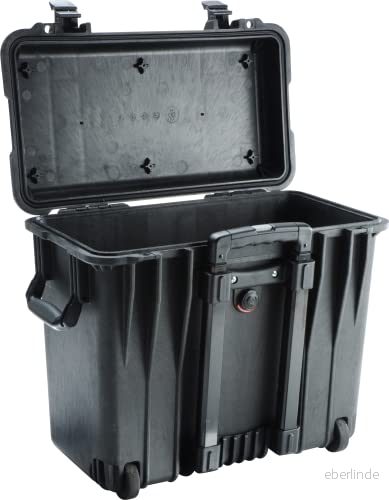 PELI 1440 topplastad väska på hjul med teleskophandtag, IP67 vattentät, 34 liters kapacitet, tillverkad i USA, inget skum, svart 19428063504