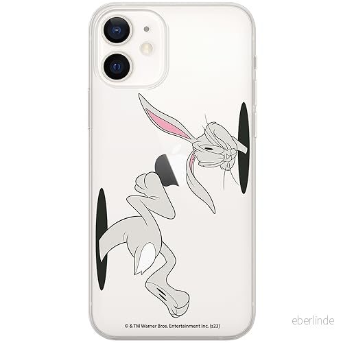 ERT GROUP mobiltelefonfodral för Iphone 12 Mini originalt och officiellt licensierat Looney Tunes mönster Bugs 016 optimalt anpassad till formen på mobiltelefonen, gedeeltelijk transparant 5905795078935