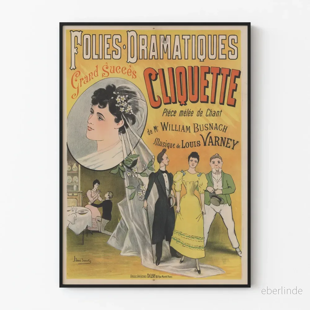 Vintageposter Folies Dramatiques - Pièce Cliquette Musique Louis Varney