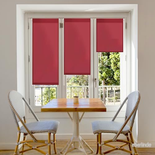 Blindecor slät Aure OHNE WERKZEUG ljusgenomsläpplig rulle, polyester, bordeauxröd, 87 x 180 cm 8434363067424