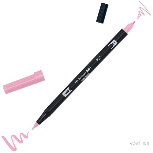 Tombow ABT 723 fiberpenna dubbel borste penna med två spetsar, rosa 4901991901900