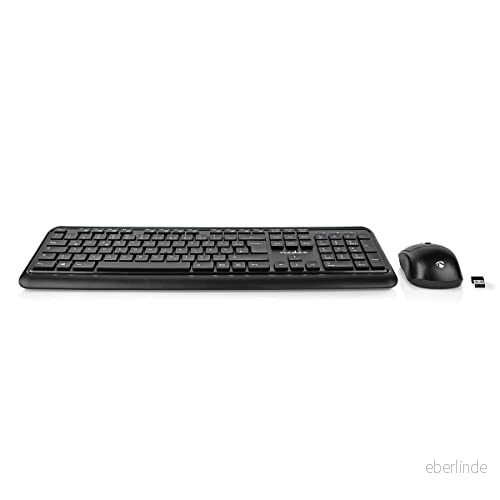 Nedis keyboard and mouse set QWERTZ German black Input Device Tastatur & Mus Tysk Svart 5412810403967