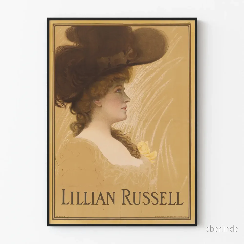 Vintageposter av Lillian Russell, kvinnoporträtt, elegans, tidigt 1900-tal