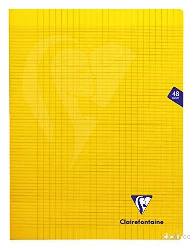 Clairefontaine 343311C en uppsättning med 10 gula Mimesys häftade anteckningsböcker 24 x 32 cm 48 sidor stora rutor 90 g vitt papper polyproomslag 3663619044048