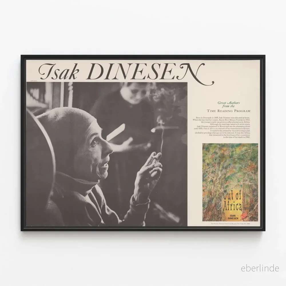 Vintageposter Isak Dinesen – Storförfattare från Tidsläsningsprogrammet Vintageposter Isak Dinesen – Storförfattare från Tidsläsningsprogrammet