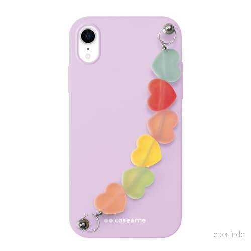 case&me fodral med hjärtkedja för iPhone XR, kedjehandtag selfie, pastelllila 8018417419447