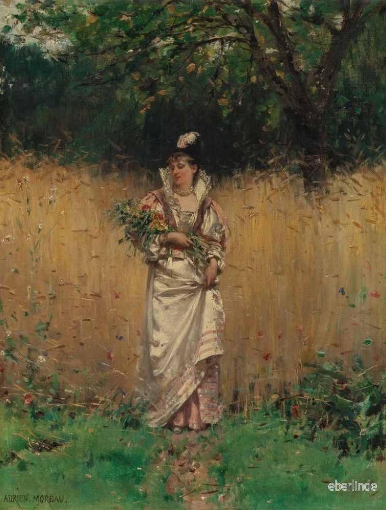 Målning Cueillette de fleurs sauvages - Adrien Moreau | Konsttryck - Bild 2