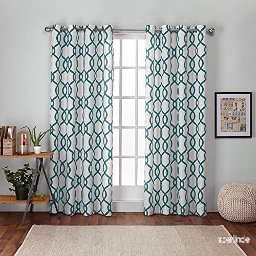 Exklusiva hemgardiner Kochi genomföring topppanel par, blågrön, 54 x 96, 2 stycken 642472006830