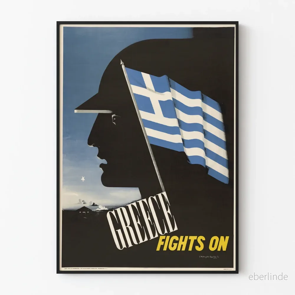 Vintage militär poster Grekland kämpar med stolthet Vintage militär poster Grekland kämpar med stolthet