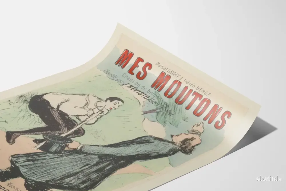 Vintageposter Mes Moutons - Väggdekoration med herdevisa - Bild 3