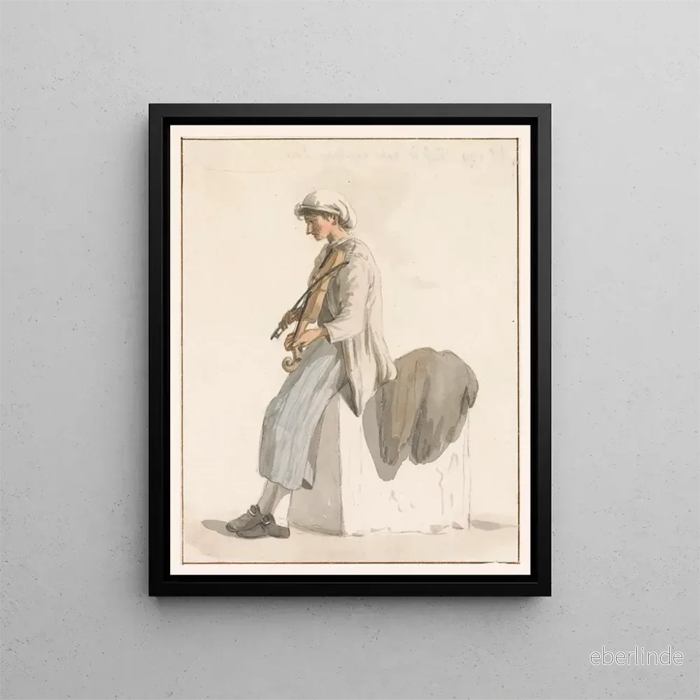 Målning Fils du capitaine Eri med en violin - Abraham Louis Rodolphe Ducros | Konsttryck