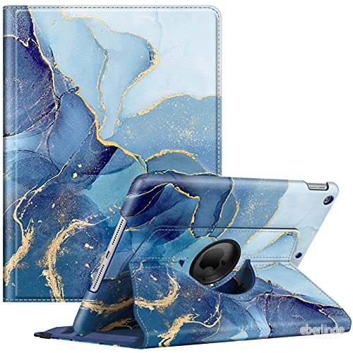 Fintie Fodral för iPad 10,2 tum 9:e Generationen / 8:e 7:e (modell 2021/2020/2019) med Pennhållare 360 Graders Roterande Stativ Skyddsfodral Automatisk Vilo /Väckningsfunktion, Marmorblå 840173944066