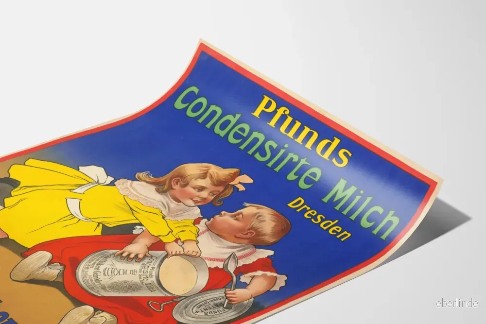 Vintageposter med koncentrerad mjölk Pfunds med barn - Bild 3