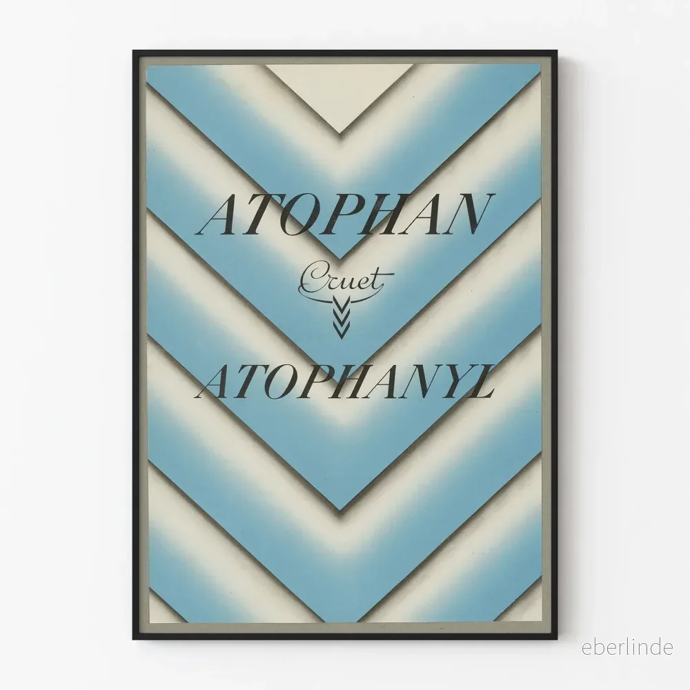 Vintage reklamposter för Atophan Cruet Atophanyl blå och vit