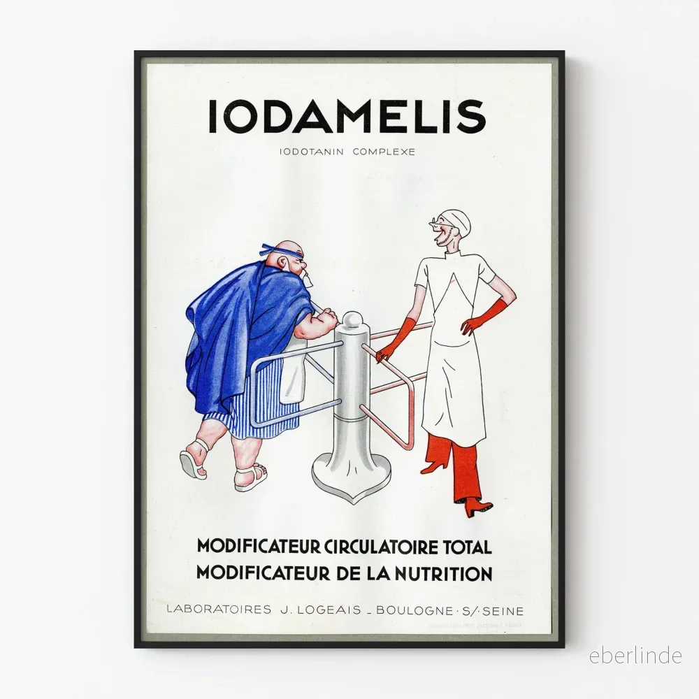 Vintageposter Iodamelis dekorativ för vägg hälsa och näring