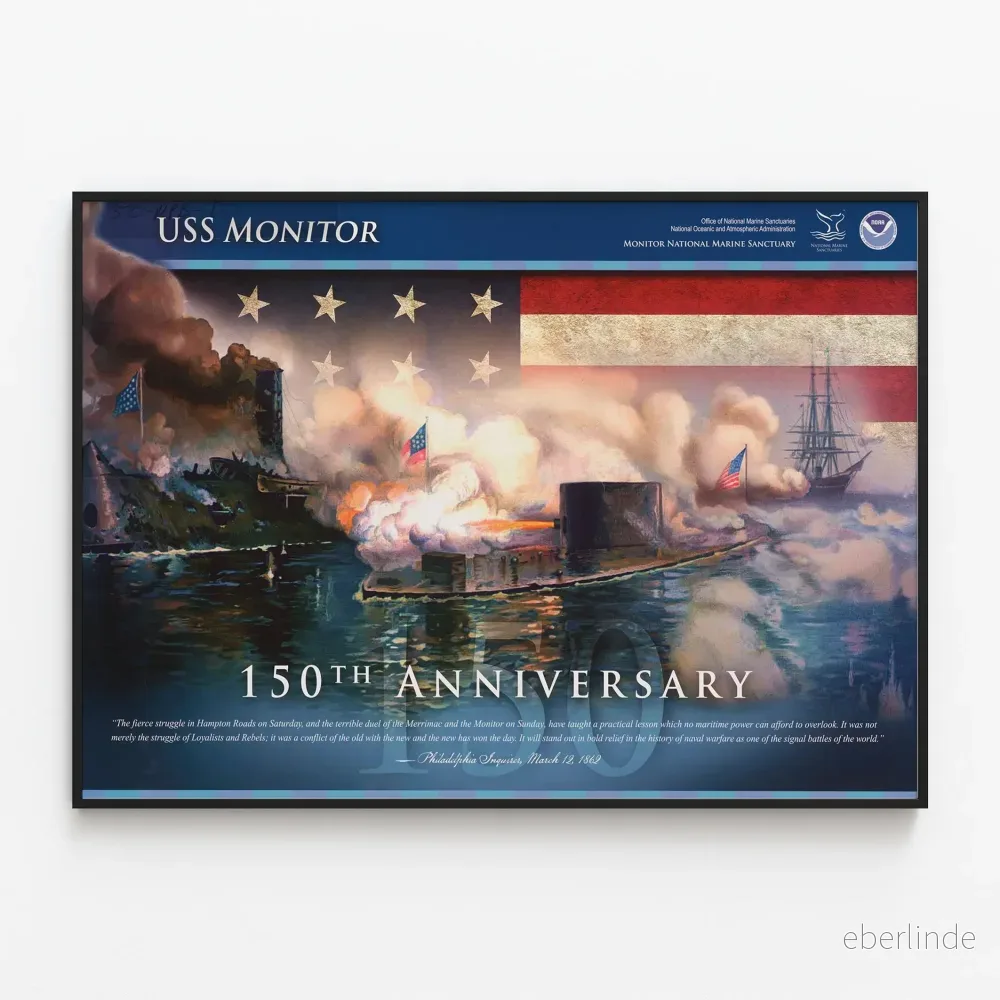 Minnesposter för 150 år av USS Monitor – Historisk väggdekoration Minnesposter för 150 år av USS Monitor – Historisk väggdekoration