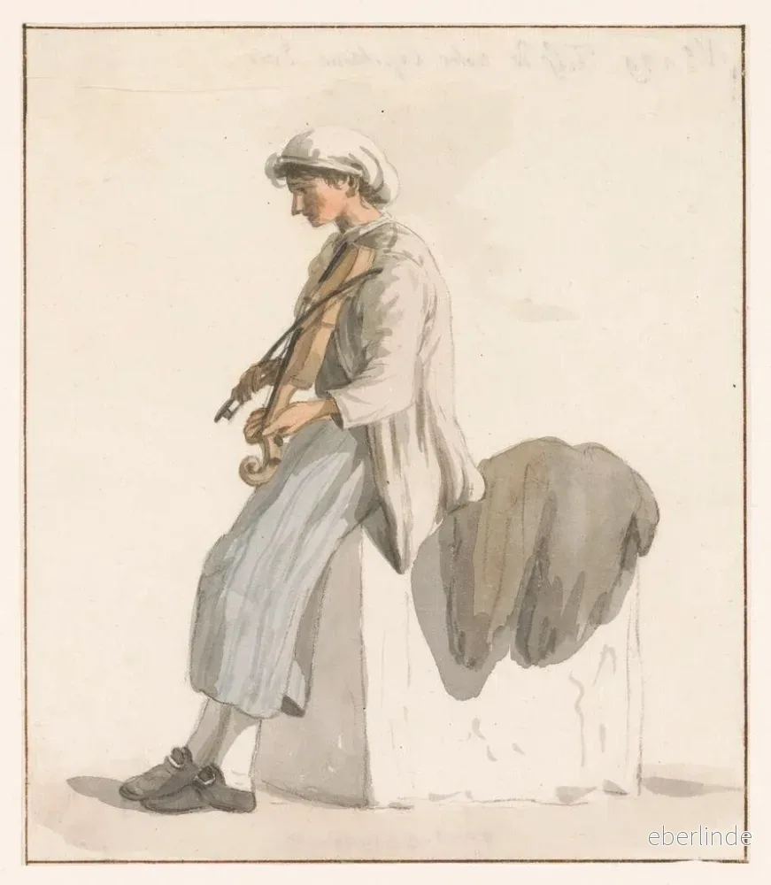 Målning Fils du capitaine Eri med en violin - Abraham Louis Rodolphe Ducros | Konsttryck - Bild 2