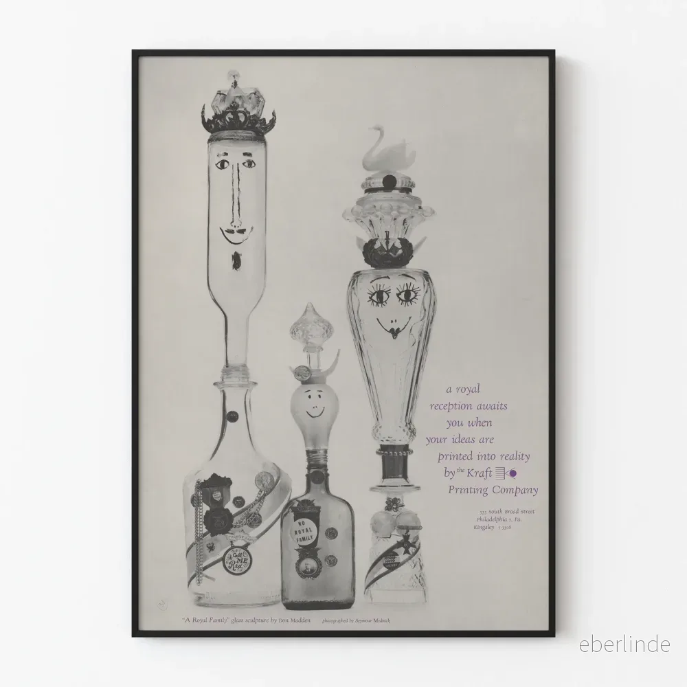 Vintageposter av skulptur i glas 'A Royal Family' av Don Madden