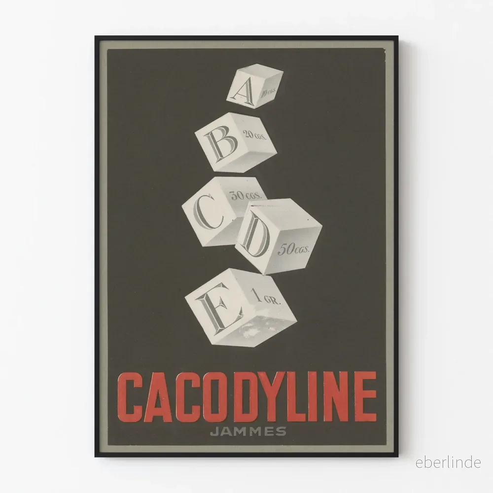 Vintageposter Cacodyline Jammes typografiska kuber