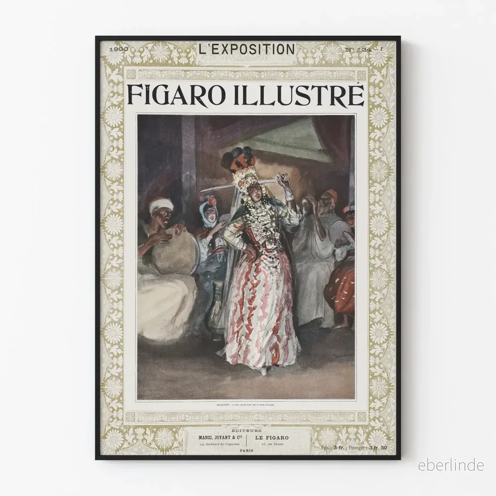Vintageposter av Une Ouled Nail från Algergatan - Väggdekoration Figaro Illustré 1900
