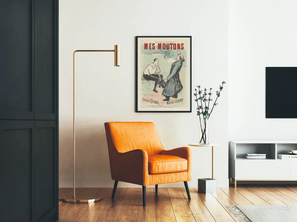 Vintageposter Mes Moutons - Väggdekoration med herdevisa - Bild 2