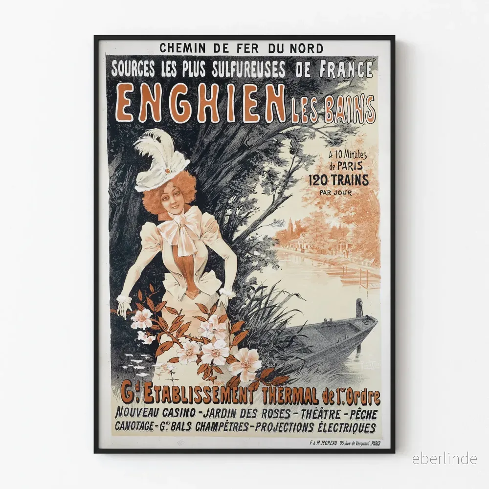 Vintageposter Enghien-les-Bains Källor Surtvättande Frankrike