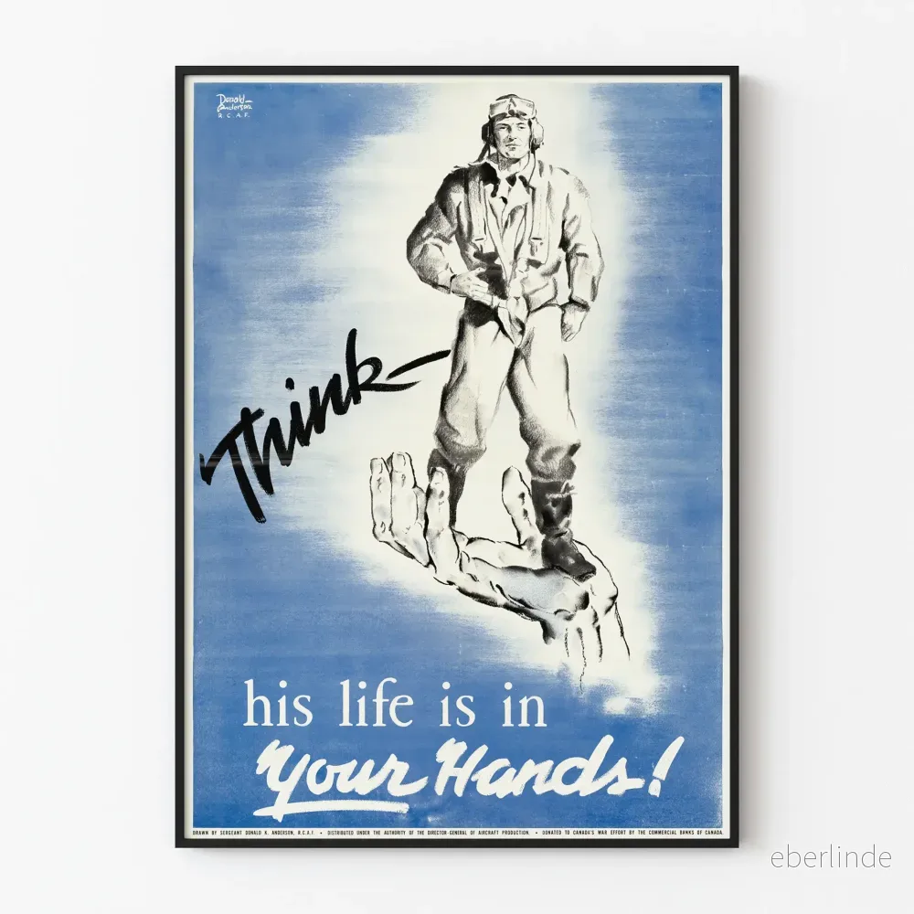 Vintage militär propagandaposter Tänk att mitt liv är i dina händer