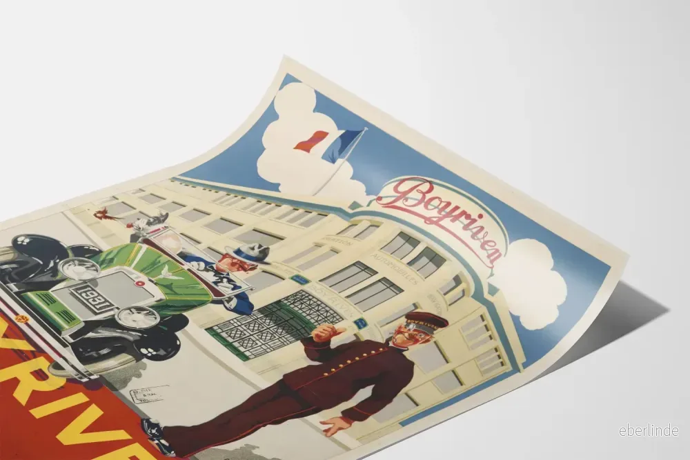 Vintage reklamposter Boyriven 1931 bil och byggnad Art déco - Bild 3