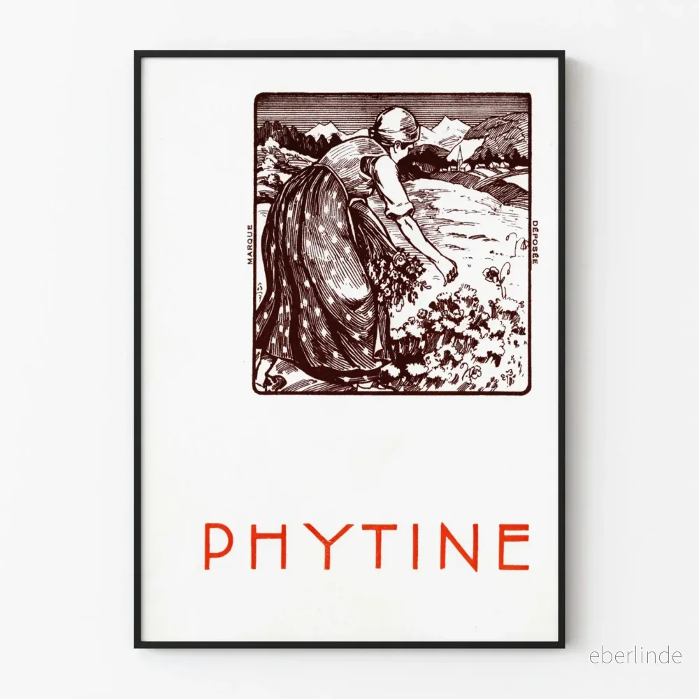 Vintageposter PHYTINE kvinna trädgårdsarbete väggdekoration
